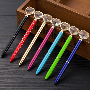 Crystal Heart Metal Pen