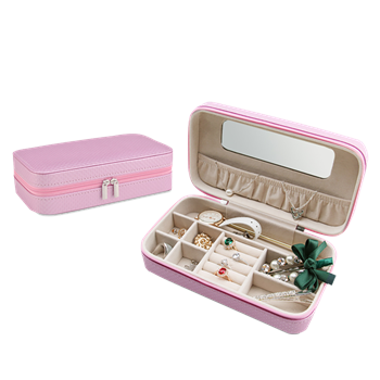 Portable PU Travel Jewelry Box with Mirror
