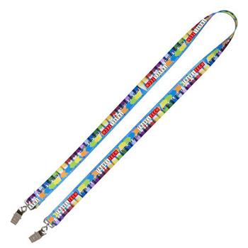 3/4" Dual Attachment Full-Color Polyester Lanyard