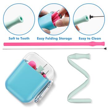 Silicone Collapsible Straw Kit with Carabiner