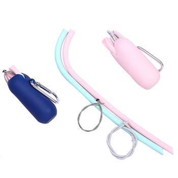 Custom Silicone Travel Straw Kit with Carabiner