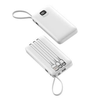 10000mAh LED Power Bank with Built-In Cables