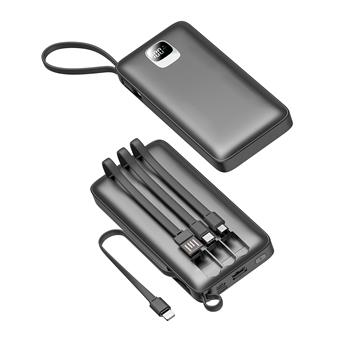 10000mAh LED Power Bank with Built-In Cables