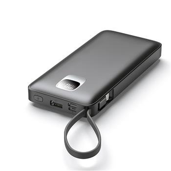 10000mAh LED Power Bank with Built-In Cables