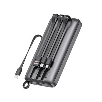 10000mAh LED Power Bank with Built-In Cables