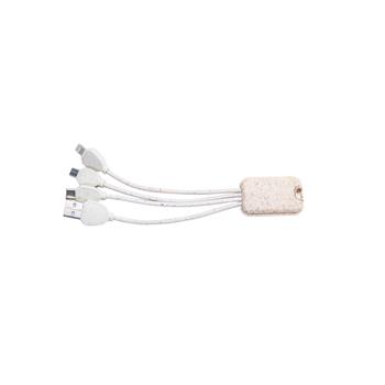 Eco Wheat Straw 3-in-1 Charging Cable with Keychain