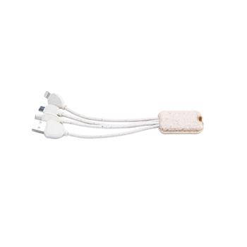 Eco Wheat Straw 3-in-1 Charging Cable with Keychain