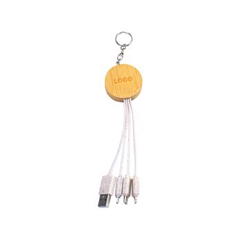 Wheat Straw 3-in-1 Charging Cable with Keychain