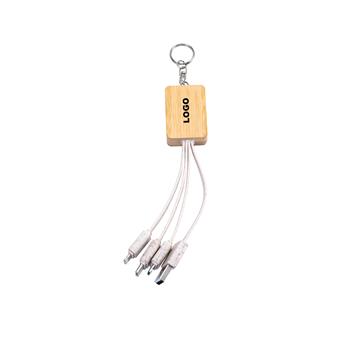 Bamboo 4-in-1 Charging Cable with Keychain