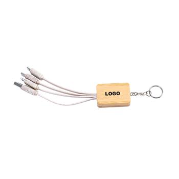 Bamboo 4-in-1 Charging Cable with Keychain