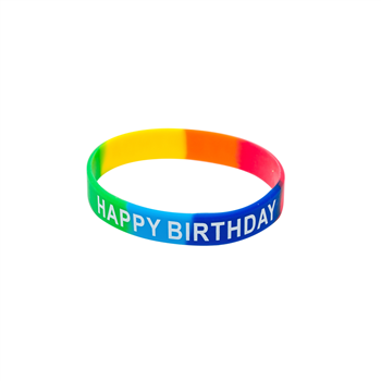1/2"  Happy Birthday Rainbow Silicone Wristband