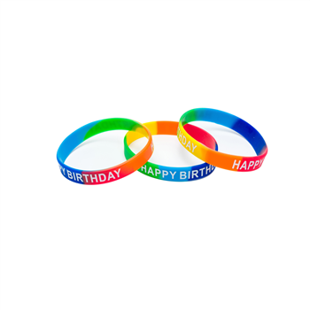 1/2"  Happy Birthday Rainbow Silicone Wristband