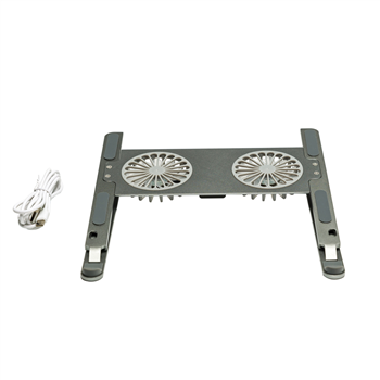 Adjustable Aluminum Laptop Stand with Dual Cooling Fans