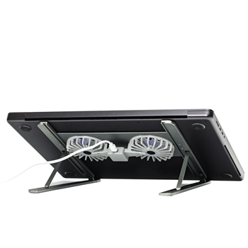 Adjustable Aluminum Laptop Stand with Dual Cooling Fans