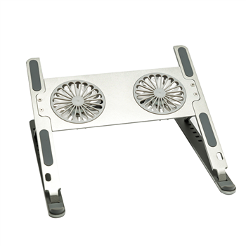 Adjustable Aluminum Laptop Stand with Dual Cooling Fans