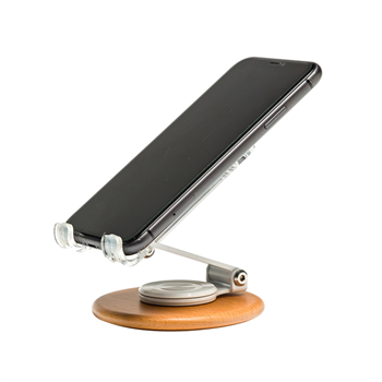 Clear Acrylic Adjustable Phone Stand with Wooden Base