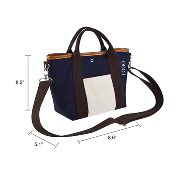 Canvas Shoulder Tote Bag with Front Pocket