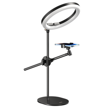 Desktop LED Ring Light with Adjustable Crossbar & Phone Holder