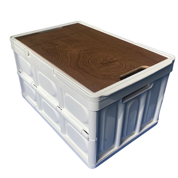Foldable Storage Box with Wood-Pattern Lid